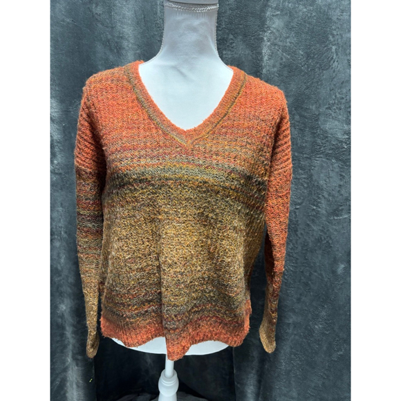 Christian Siriano Sweaters - GUC Christian Siriano Wool Blend V-Neck Earthy Toned Shaggy Knit Sz S Sweater